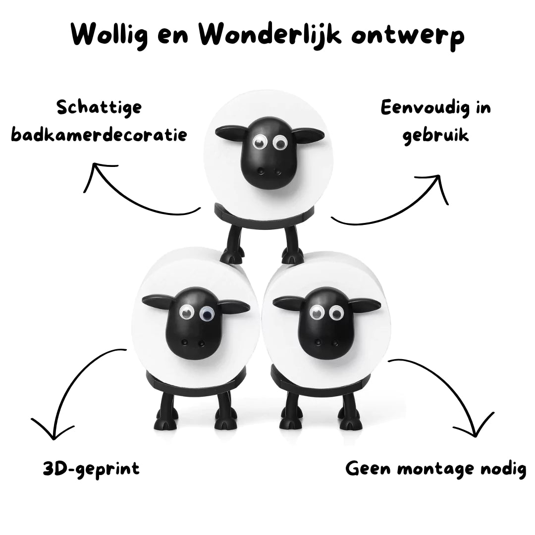ToiletBuddy | Schaapvormige rolhouder | 2+1 GRATIS